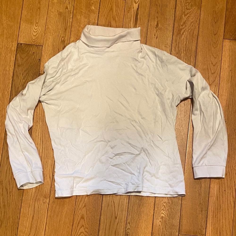 Cream Turtleneck Long Sleeve Top